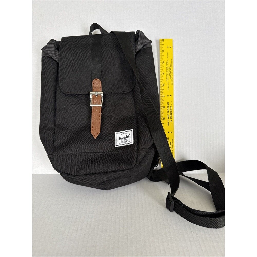 Herschel Supply Co Backpack Retreat Sling Bag 5L Black Nylon Strap Leather Trim